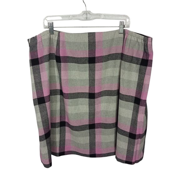 *SOLD* Talbots Womens Pencil Skirt Size 22W Wool Blend Plaid Gray Pink Career - Picture 2 of 5